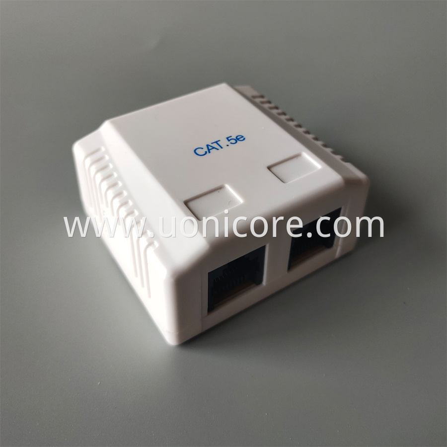 2 ports cat5e surface mount box